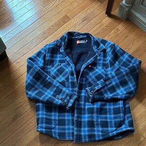 Men's Blue Plaid Shirt Jacket